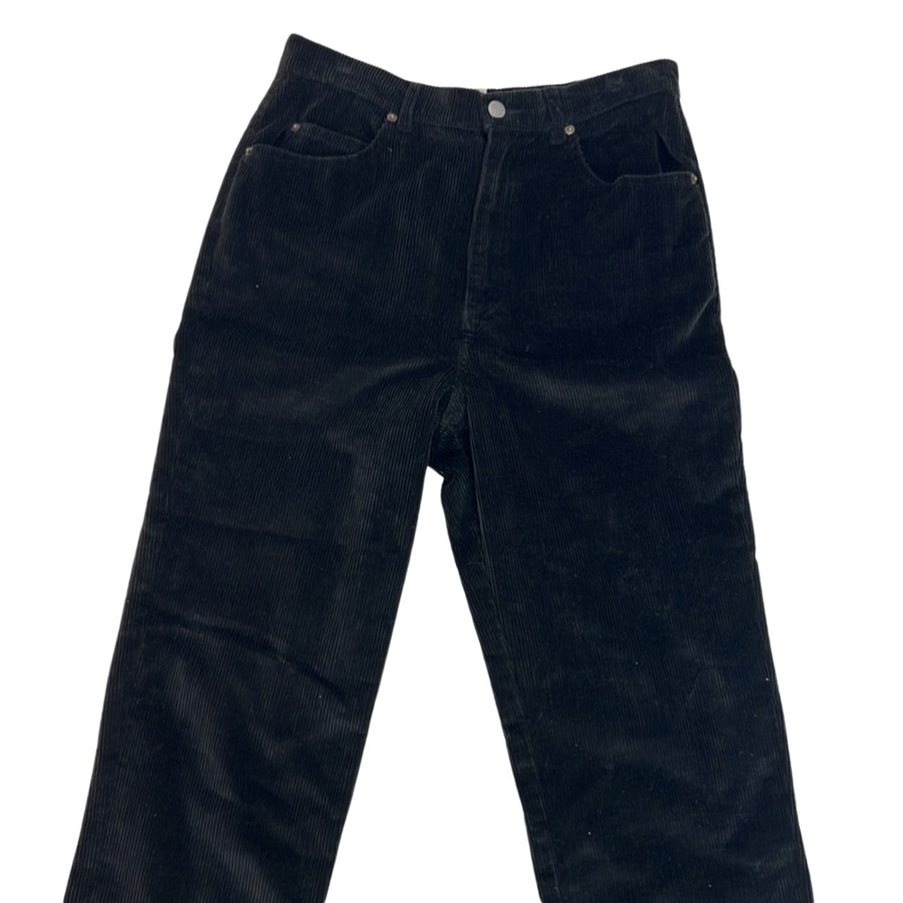 New Evan-Picone black corduroy straight leg hi-rise stretch pants cotton blend 8
